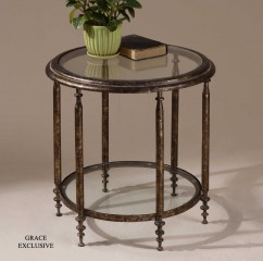 Стеклянный столик на бронзовом каркасе с патиной - utr/2159